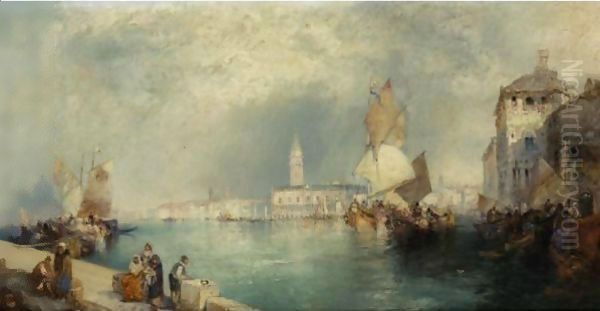 Canal In Venice Oil Painting by Thomas Moran