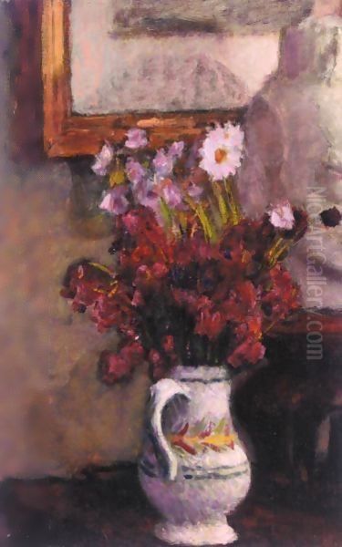 Flowers In A Breton Jug Oil Painting by Roderic O'Conor