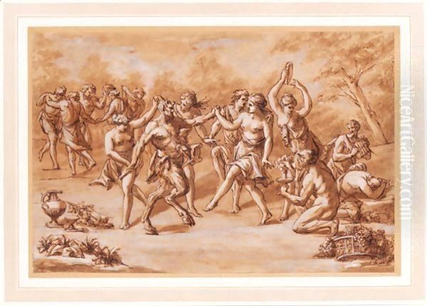 Bacchanal Oil Painting by John Michael Rysbrack