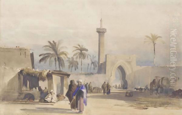 Figures By A Gateway, Cairo Oil Painting by William James Muller