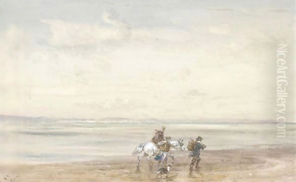 Crossing The Sands 2 Oil Painting by David Cox