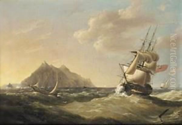 Ships Off Palermo Oil Painting by George Webster