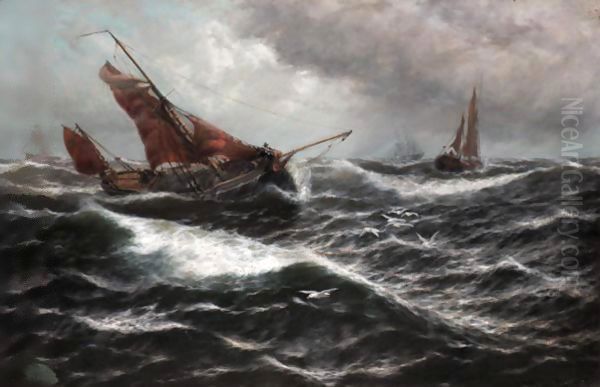 Squally Weather In The Channel Oil Painting by Thomas Rose Miles