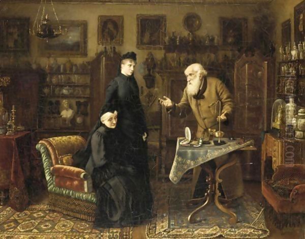 The Antique Dealer Oil Painting by Carl Johann Spielter