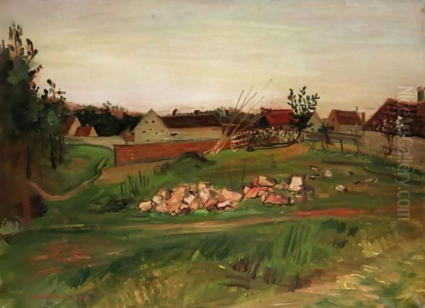 French Farm Oil Painting by Abraham Mintchine