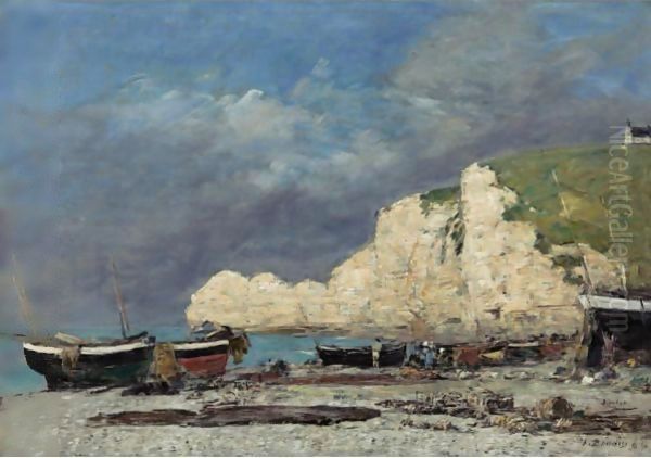 Etretat, La Falaise D'Amont Oil Painting by Eugene Boudin