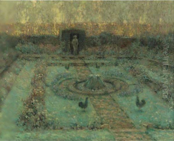 Pound Garden, Hampton Court Oil Painting by Henri Eugene Augustin Le Sidaner