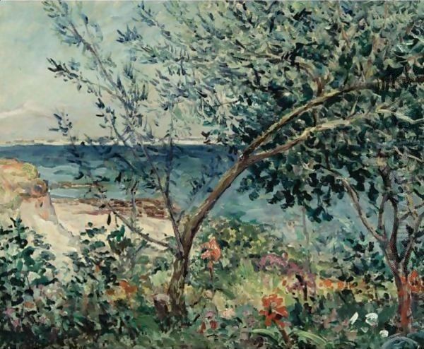 Jardin Au Bord De La Mer, Kerhostin, Morbihan Oil Painting by Maxime Maufra