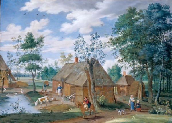 A Pastoral Landscape With A Farm Oil Painting by Isaak van Oosten