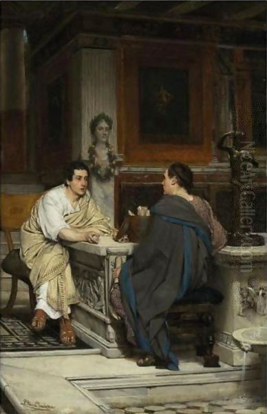 The Conversation Oil Painting by Sir Lawrence Alma-Tadema