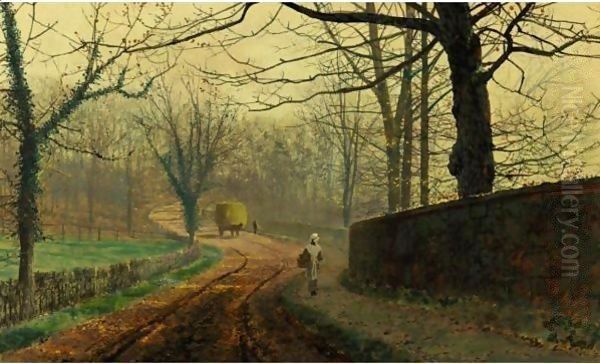 Late Autumn, Stapleford Park, North Pontefract Oil Painting by John Atkinson Grimshaw