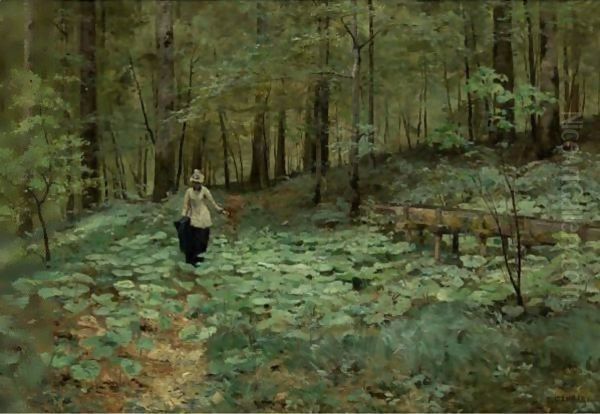 Walking In The Woods Oil Painting by Emile Isenbart