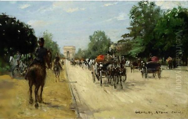 The Avenue Du Bois, Paris Oil Painting by Georges Stein