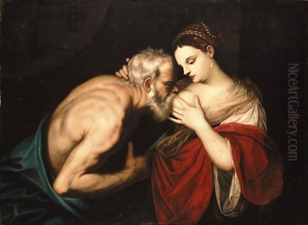 Roman Charity Oil Painting by (Alessandro) Padovanino (Varotari)