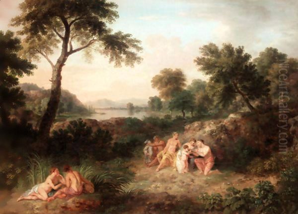 Arcadian Landscape With The Nurturing Of The Young Jupiter Oil Painting by Jan Van Huysum