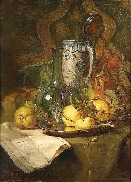 A Still Life With Quincepears And A Pitcher Oil Painting by Maria Vos