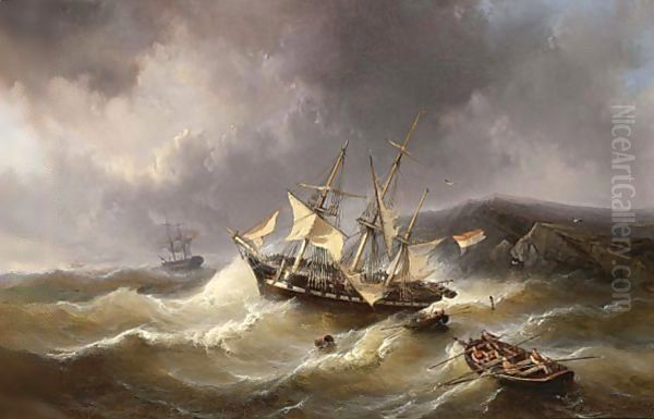 The Rescue Oil Painting by Christiaan Lodewijk Willem Dreibholtz