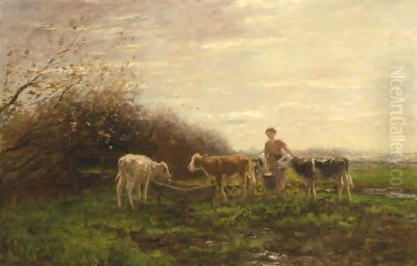 Tending The Cows Oil Painting by Willem Maris