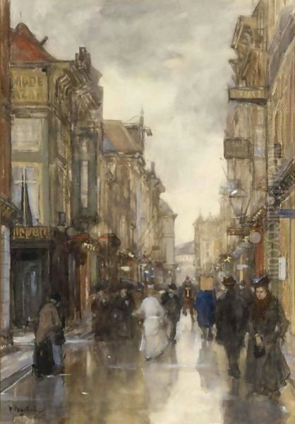 A View Of The Spuistraat, The Hague 2 Oil Painting by Floris Arntzenius