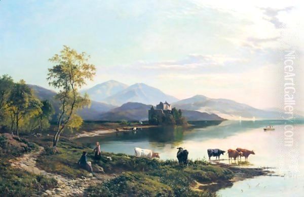 Kilchurn Castle, Loch Awe Oil Painting by Sidney Richard Percy