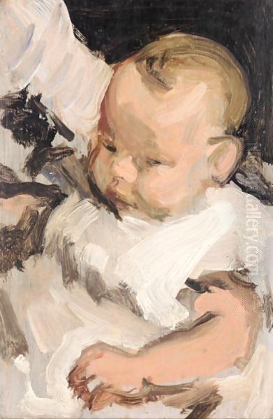 Portrait Of A Baby Oil Painting by Samuel John Peploe