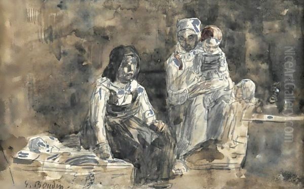 Famille Bretonne Oil Painting by Eugene Boudin