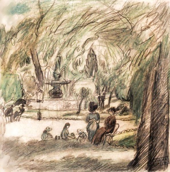 Dans Le Parc Oil Painting by Jules Pascin