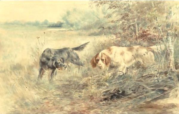 Setters In The Field Oil Painting by Edmund Henry Osthaus