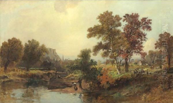 An October Day Oil Painting by Jasper Francis Cropsey