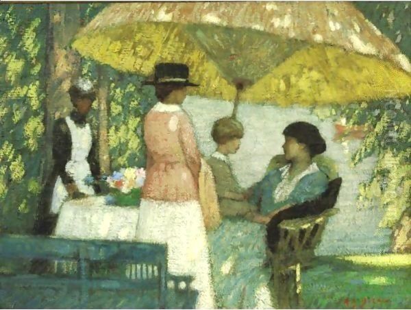 Under The Parasol Oil Painting by Rae Sloan Bredin