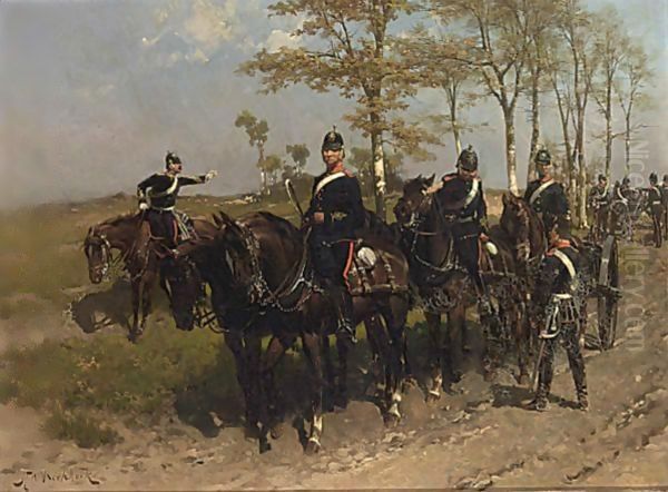 Cavaleristen Oil Painting by Hermanus Koekkoek