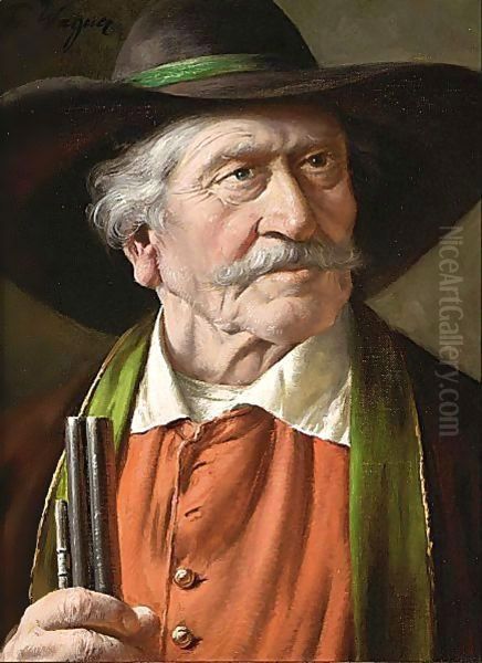 Portrait Of A Huntsman Oil Painting by Fritz Wagner