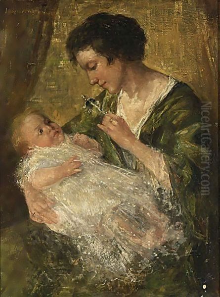 Mother And Child Oil Painting by Willem Maris