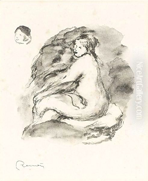 Study Of A Seated Nude Oil Painting by Pierre Auguste Renoir