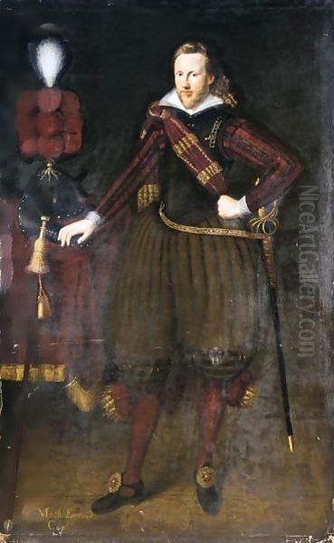 Portrait Of Captain Sir Michael Everid Oil Painting by George Geldorp