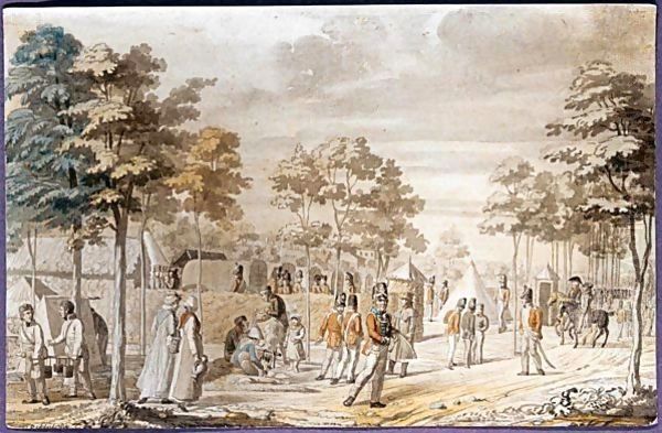 View Of The Camp Of The Third Royal Engineer Division In Bois De Boulogne, Near Papy Oil Painting by George the Elder Scharf