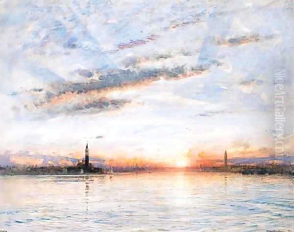 Venice, San Giorgio Maggiore And The Bacino Oil Painting by Albert Goodwin