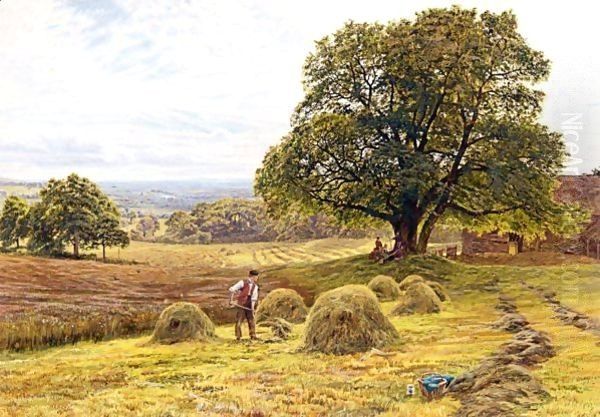 Figures Haymaking Oil Painting by George Vicat Cole