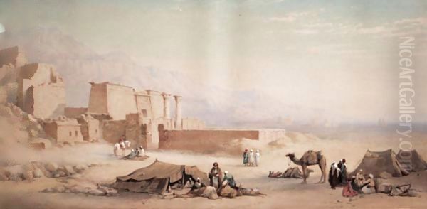 Medeenet Habu And The Plain Of Thebes Oil Painting by Charles Vacher