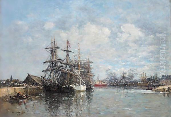 Le Havre. Bassin De Voiliers Oil Painting by Eugene Boudin