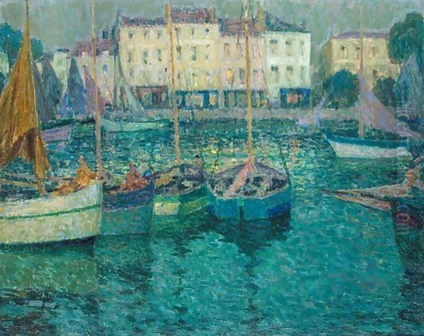 Les Barques Oil Painting by Henri Eugene Augustin Le Sidaner