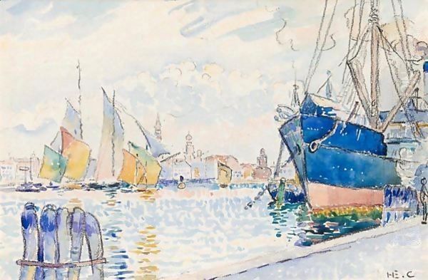 Etude Pour 'Le Canal De La Giudecca' Oil Painting by Henri Edmond Cross