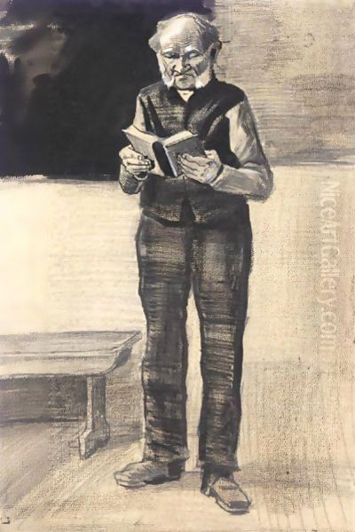 Man Standing, Reading A Book Oil Painting by Vincent Van Gogh