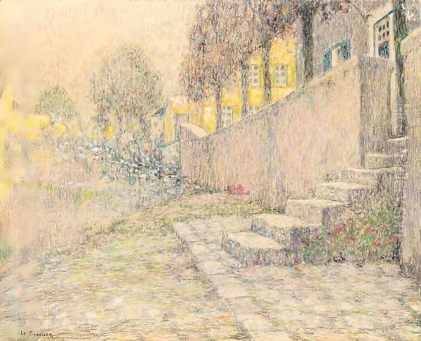 L'Escalier Sur La Rive Oil Painting by Henri Eugene Augustin Le Sidaner