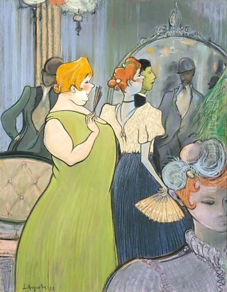 Les Rousses De Maison Close Oil Painting by Louis Anquetin