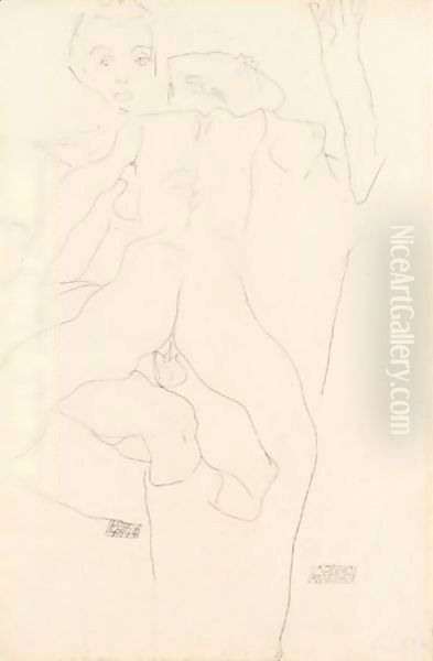 Liebespaar (Lovers) 2 Oil Painting by Egon Schiele