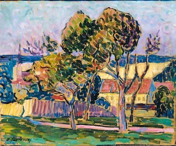 Landschaft (Wasserburg Am Inn) (Landscape - Wasserburg Am Inn) Oil Painting by Alexei Jawlensky