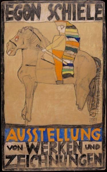 Plakat (Pferd Und Reiter) Oil Painting by Egon Schiele