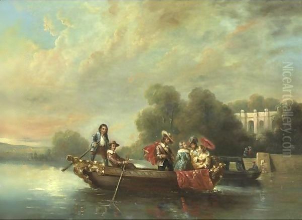 Elegant Boating Party Oil Painting by James Holland