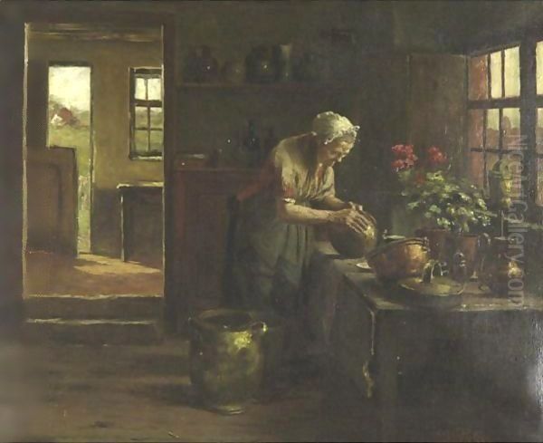 Kitchen Interior Oil Painting by Evert Pieters